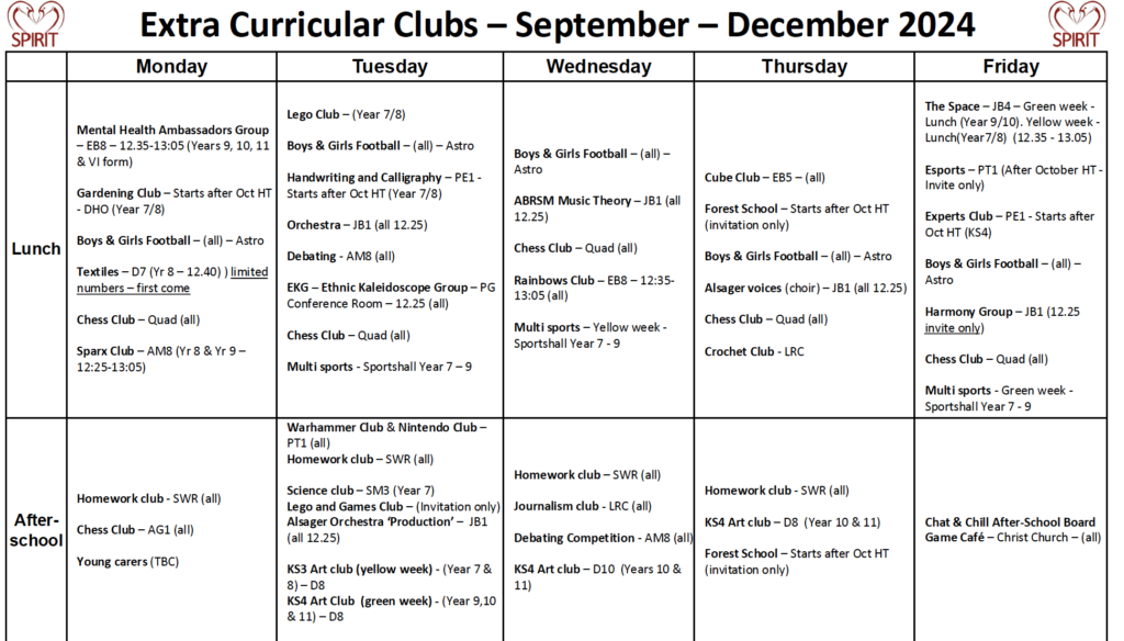 Extra Curricular Clubs